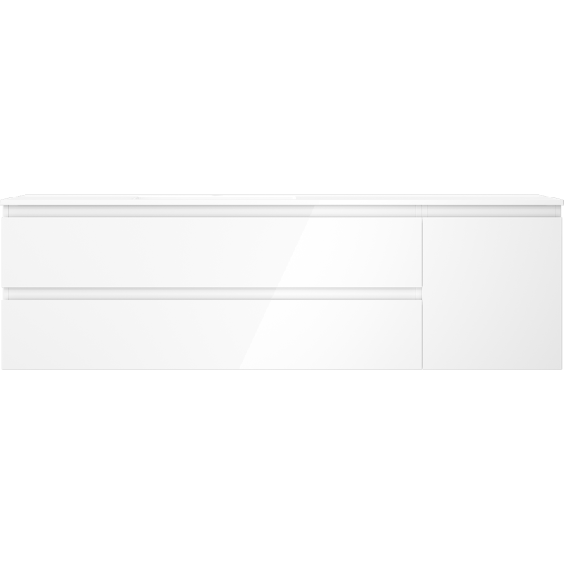 Mexen Orio armadietto da bagno 160 cm con lavabo Otis sinistro, 2S, 1D, bianco lucido - 91A13-16047-3-BBFFF00-W18L00