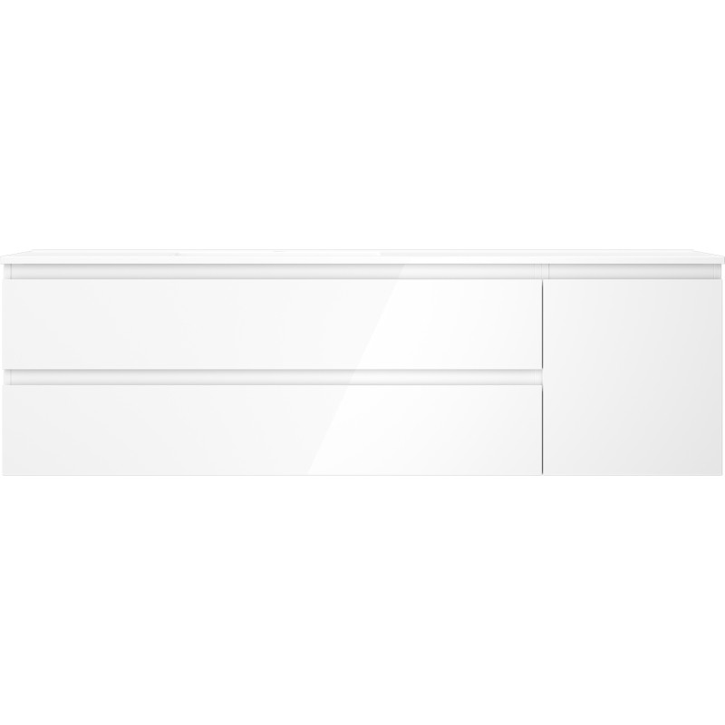 Mexen Orio badkamerkast 160 cm met wastafel Otis links, 2S, 1D, wit glans - 91A13-16047-3-BBFFF00-W18L00