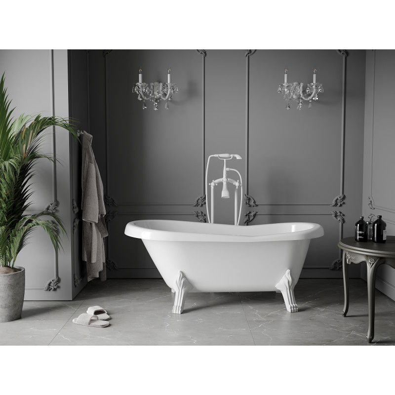 Mexen Retro freistehende Badewanne 150 x 73 cm, weiß, weiße Beine - 53251507300-20