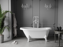 Mexen Retro freistehende Badewanne 150 x 73 cm, weiß, weiße Beine - 53251507300-20