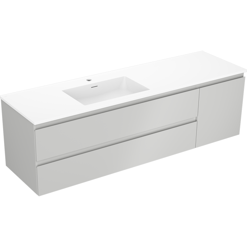 Mexen Orio Badezimmerschrank 160 cm mit Waschtisch Otis links, 2S, 1D, grau matt/weiß matt - 91A13-16047-3-BBFFF62-W18L01