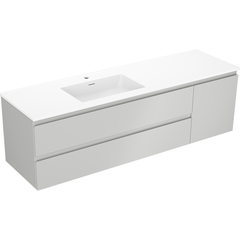 Mexen Orio mobile da bagno 160 cm con lavabo Otis sinistro, 2S, 1D, grigio opaco/bianco opaco - 91A13-16047-3-BBFFF62-W18L01