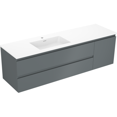Mexen Orio bathroom cabinet 160 cm with left Otis basin, 2S, 1D, graphite matte/white matte - 91A13-16047-3-BBFFF66-W18L01