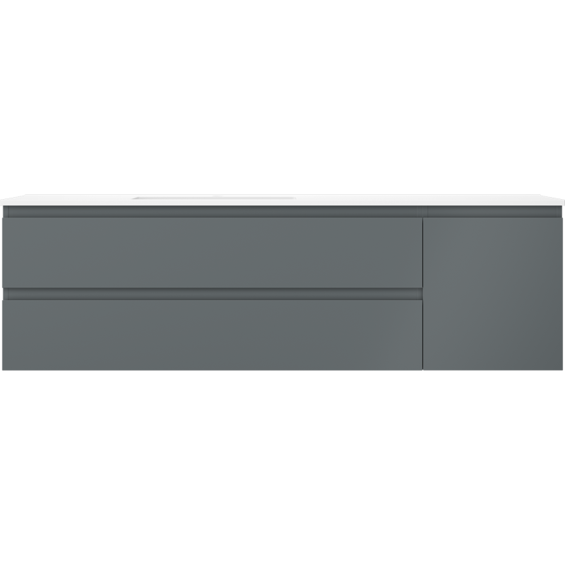 Mexen Orio bathroom cabinet 160 cm with left Otis basin, 2S, 1D, graphite matte/white matte - 91A13-16047-3-BBFFF66-W18L01