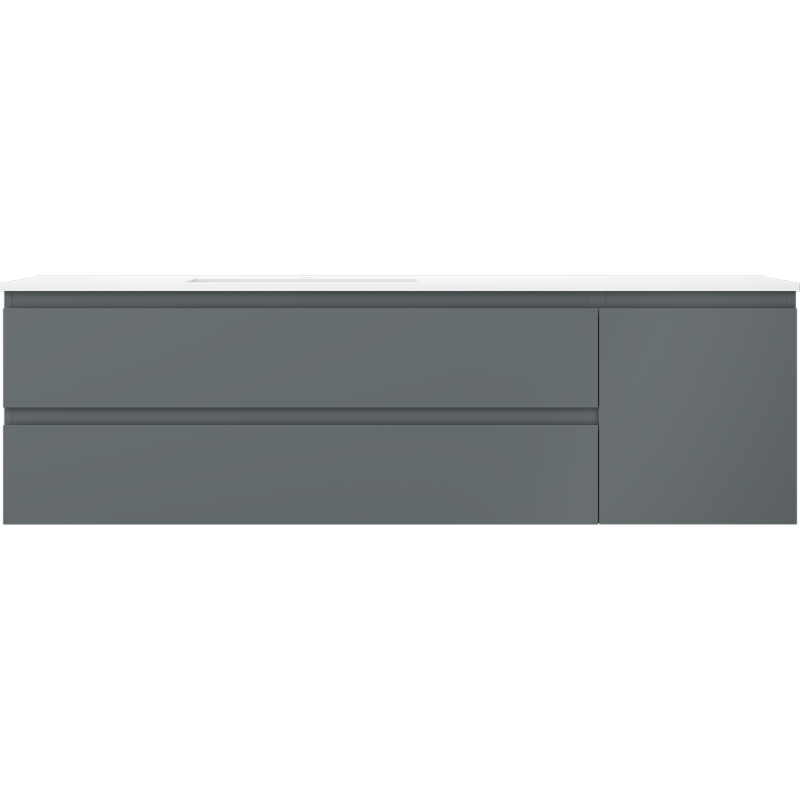 Mexen Orio meuble de salle de bain 160 cm avec lavabo Otis gauche, 2S, 1D, graphite mat/blanc mat - 91A13-16047-3-BBFFF66-W18L01