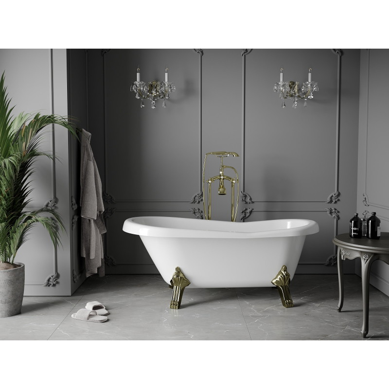 Mexen Retro freestanding bathtub 150 x 73 cm, white, gold legs - 53251507300-50