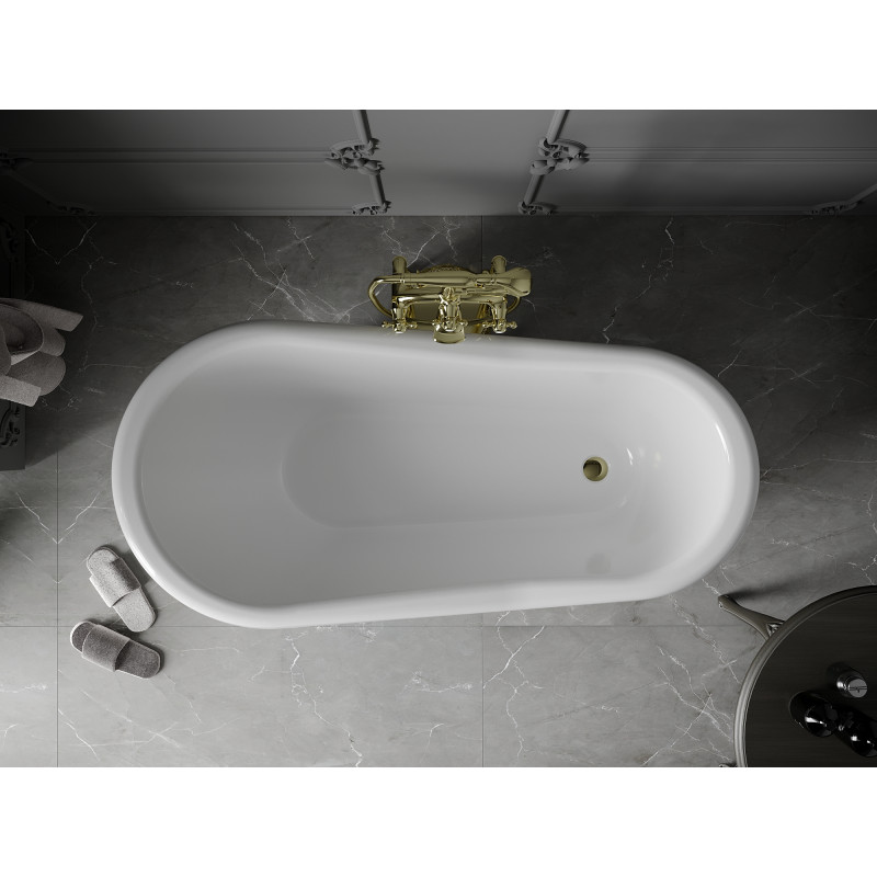 Mexen Retro bañera independiente 150 x 73 cm, blanca, patas doradas - 53251507300-50