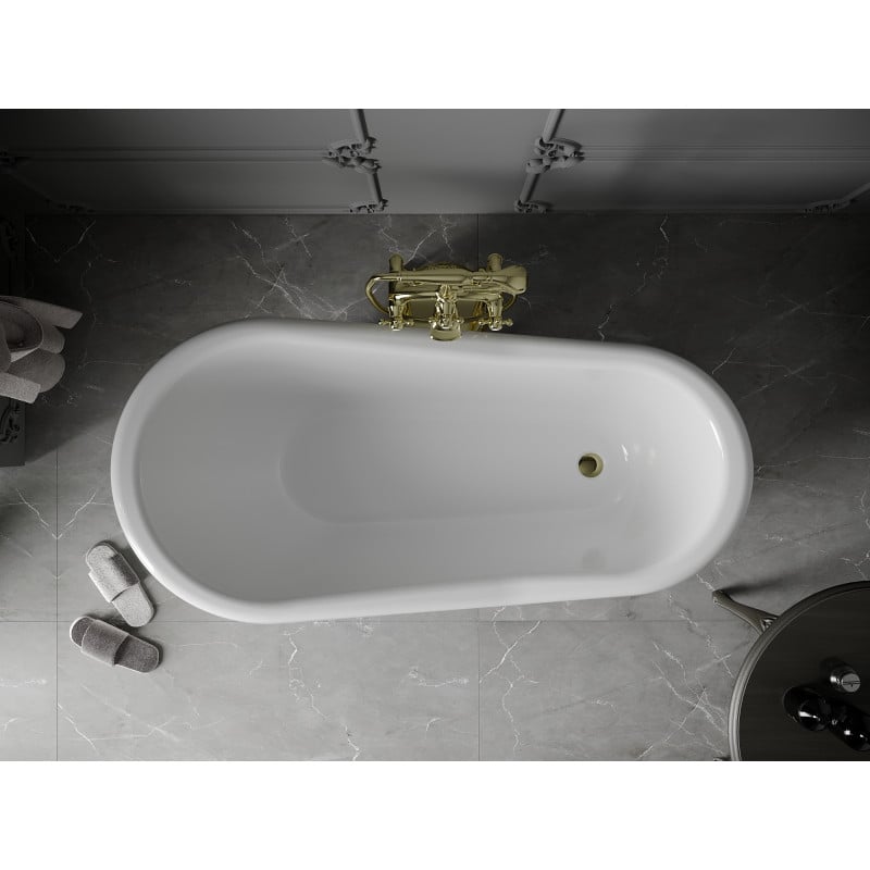 Mexen Retro vasca da bagno freestanding 150 x 73 cm, bianca, gambe dorate - 53251507300-50
