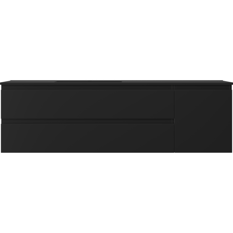 Mexen Orio armario de baño de 160 cm con lavabo Otis izquierdo, 2S, 1D, negro mate - 91A13-16047-3-BBFFF71-W18L71