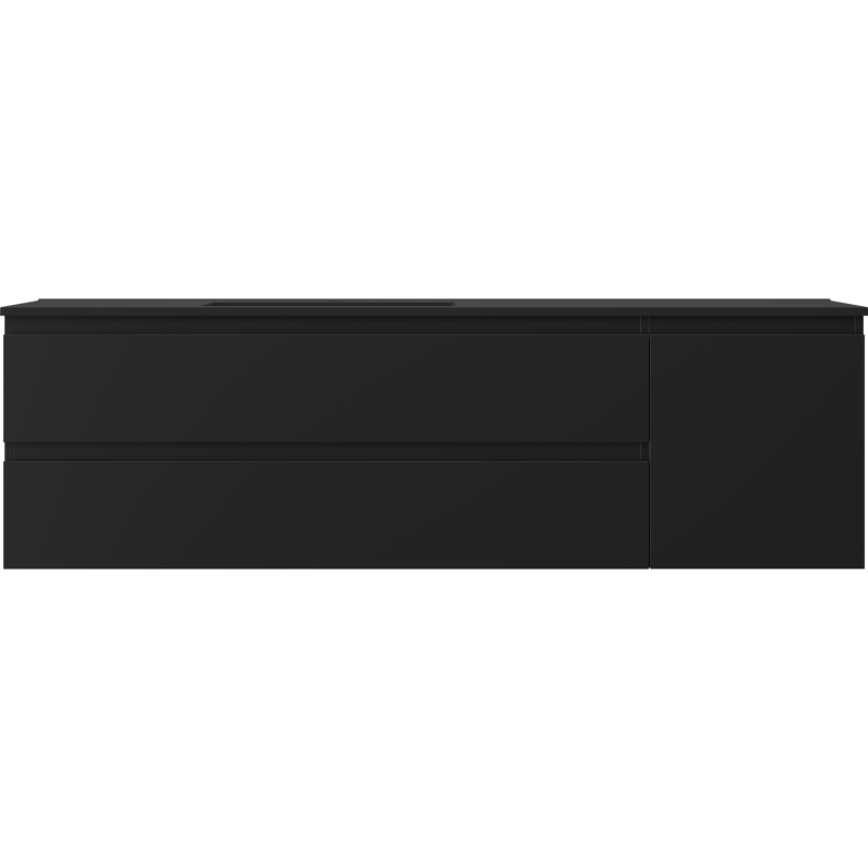 Mexen Orio Badezimmerschrank 160 cm mit Otis-Waschbecken links, 2S, 1D, schwarz matt - 91A13-16047-3-BBFFF71-W18L71