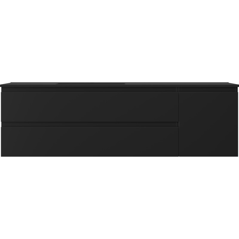 Mexen Orio badkamerkast 160 cm met Otis wastafel links, 2S, 1D, zwart mat - 91A13-16047-3-BBFFF71-W18L71