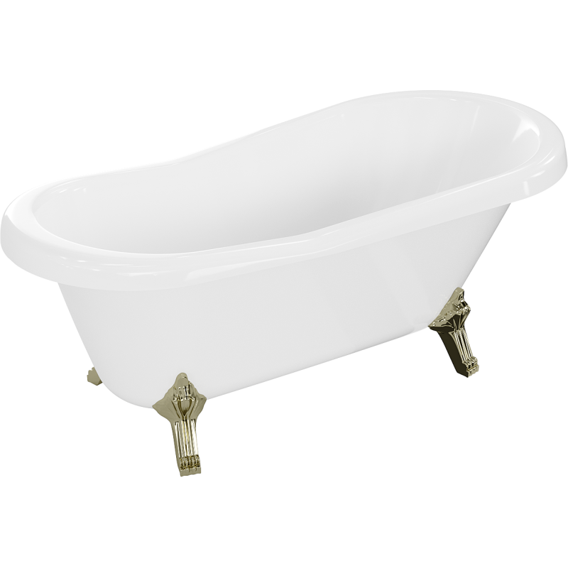 Mexen Retro bañera independiente 150 x 73 cm, blanca, patas doradas - 53251507300-50