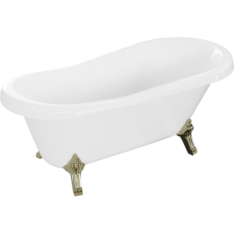 Mexen Retro vasca da bagno freestanding 150 x 73 cm, bianca, gambe dorate - 53251507300-50