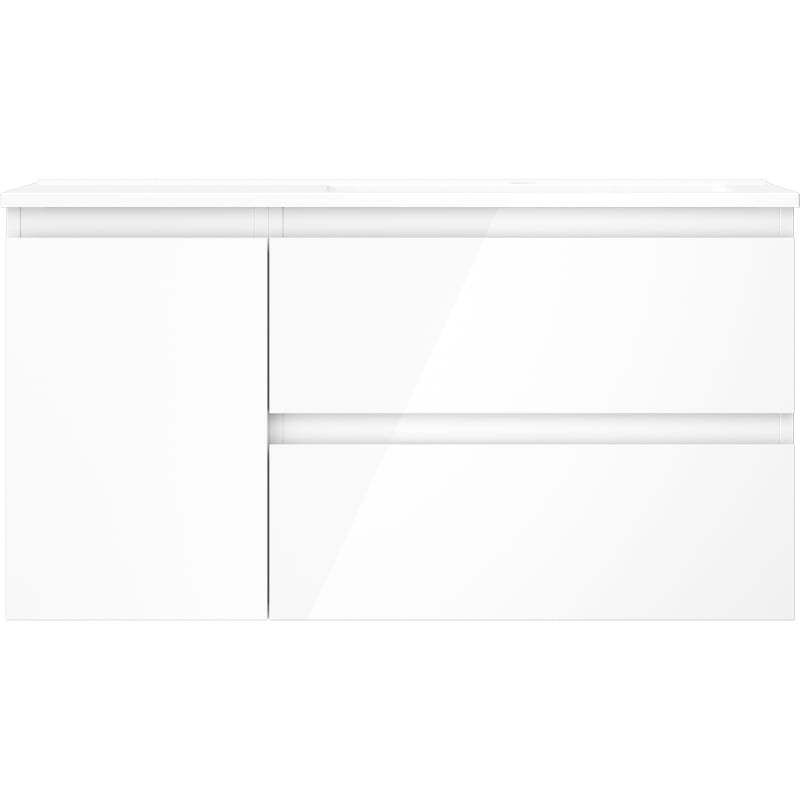 Mexen Orio 90 cm bathroom cabinet with Otis sink right, 2S, 1D, high gloss white - 91A13-09047-3-BBFFF00-W18P00
