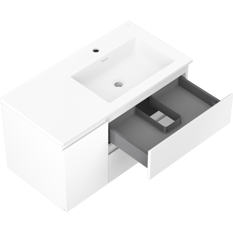 Mexen Orio badkamerkast 90 cm met wastafel Otis rechts, 2L, 1D, wit mat - 91A13-09047-3-BBFFF01-W18P01