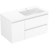 Mexen Orio Badezimmerschrank 90 cm mit Waschbecken Otis rechts, 2S, 1D, weiß matt - 91A13-09047-3-BBFFF01-W18P01