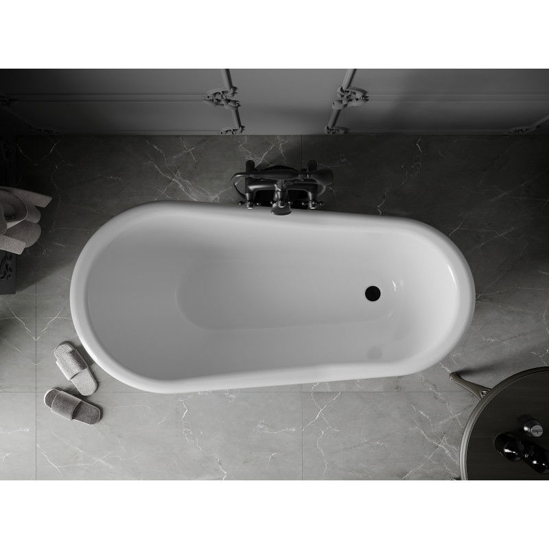 Mexen Retro vasca da bagno freestanding 150 x 73 cm, bianca, gambe nere - 53251507300-70