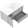 Mexen Orio meuble de salle de bain 90 cm avec lavabo Otis à droite, 2 tiroirs, 1 porte, gris mat/blanc mat