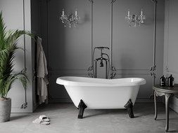 Mexen Retro bañera exenta 150 x 73 cm, blanca, patas negras - 53251507300-70