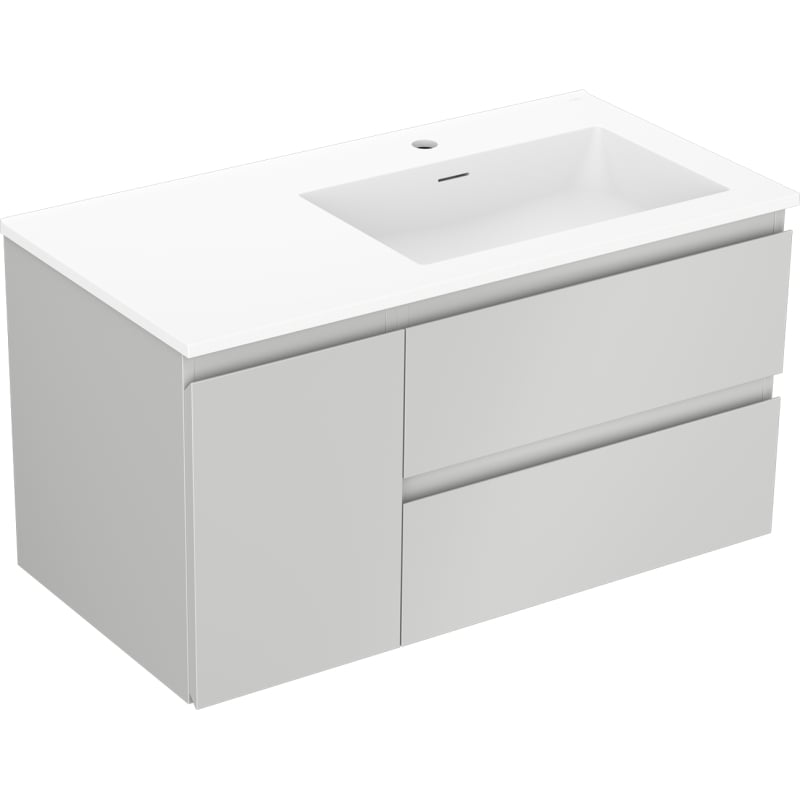 Mexen Orio szafka łazienkowa 90 cm z umywalką Otis prawą, 2S, 1D, szara mat/biała mat - 91A13-09047-3-BBFFF62-W18P01