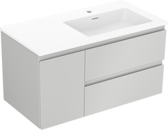 Mexen Orio Badezimmerschrank 90 cm mit Waschbecken Otis rechts, 2S, 1D, grau matt/weiß matt - 91A13-09047-3-BBFFF62-W18P01
