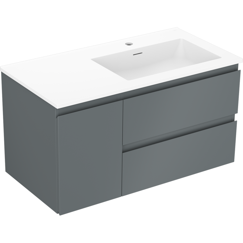 Mexen Orio mobile bagno 90 cm con lavabo Otis destro, 2S, 1D, grafite opaco/bianco opaco - 91A13-09047-3-BBFFF66-W18P01