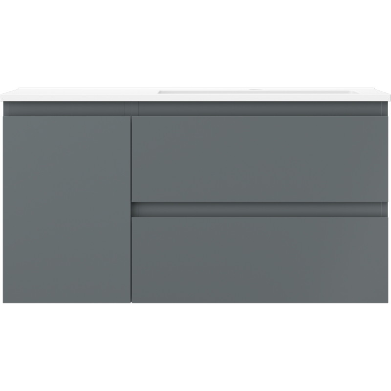 Mexen Orio meuble de salle de bain 90 cm avec lavabo Otis droit, 2S, 1D, graphite mat/blanc mat - 91A13-09047-3-BBFFF66-W18P01