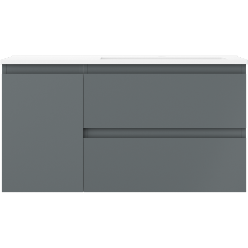 Mexen Orio mueble de baño de 90 cm con lavabo Otis derecho, 2S, 1D, grafito mate/blanco mate - 91A13-09047-3-BBFFF66-W18P01