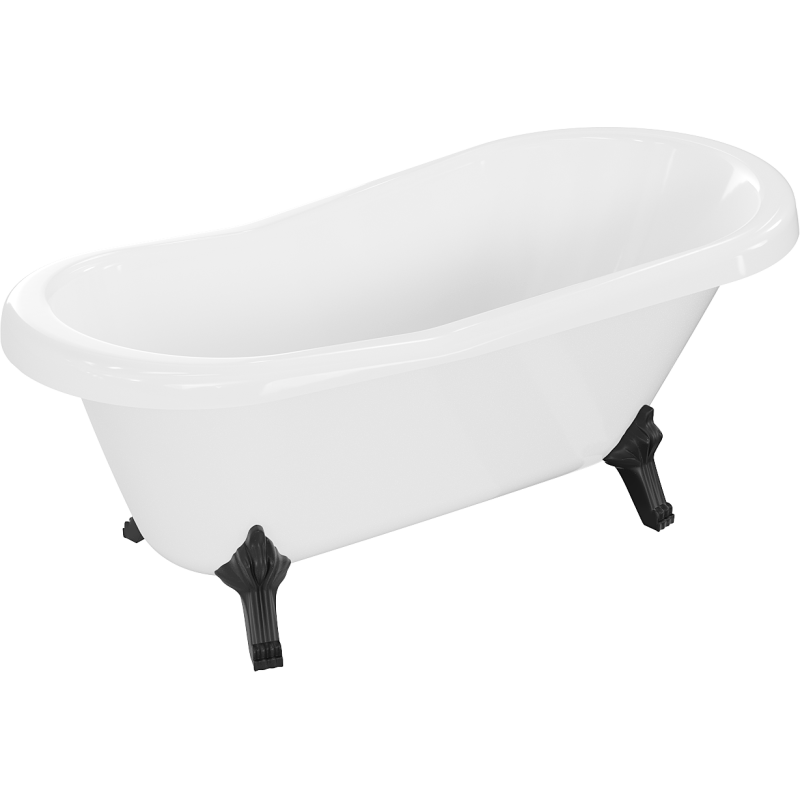 Mexen Retro freistehende Badewanne 150 x 73 cm, weiß, schwarze Beine - 53251507300-70