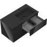 Mexen Orio mueble de baño de 90 cm con lavabo Otis derecho, 2S, 1D, negro brillante/negro mate - 91A13-09047-3-BBFFF70-W18P71
