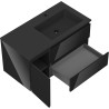 Mexen Orio mueble de baño de 90 cm con lavabo Otis derecho, 2S, 1D, negro brillante/negro mate - 91A13-09047-3-BBFFF70-W18P71