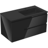Mexen Orio bathroom cabinet 90 cm with Otis right sink, 2S, 1D, black gloss/black matte - 91A13-09047-3-BBFFF70-W18P71