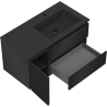Mexen Orio Badezimmerschrank 90 cm mit Waschbecken Otis rechts, 2S, 1D, schwarz matt - 91A13-09047-3-BBFFF71-W18P71