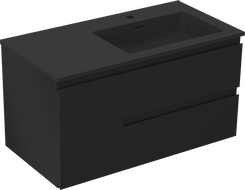 Mexen Orio Badezimmerschrank 90 cm mit Waschbecken Otis rechts, 2S, 1T, schwarz matt - 91A13-09047-3-BBFFF71-W18P71
