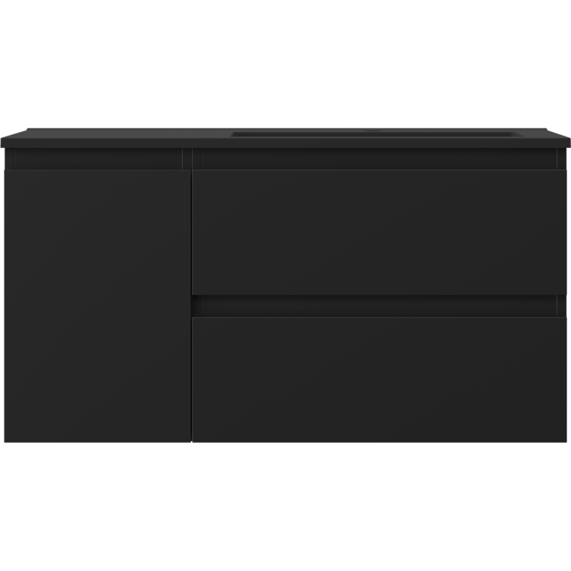 Mexen Orio armário de casa de banho 90 cm com lavatório Otis direito, 2S, 1D, preto mate - 91A13-09047-3-BBFFF71-W18P71
