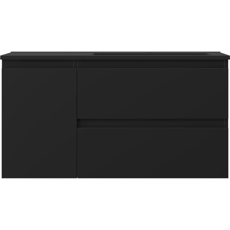 Mexen Orio szafka łazienkowa 90 cm z umywalką Otis prawą, 2S, 1D, czarna mat - 91A13-09047-3-BBFFF71-W18P71