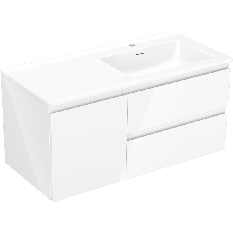 Mexen Orio armadietto da bagno 100 cm con lavabo Otis destro, 2S, 1D, bianco lucido - 91A13-10047-3-BBFFF00-W18P00