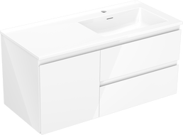 Mexen Orio armário de casa de banho 100 cm com lavatório Otis direito, 2S, 1D, branco brilhante - 91A13-10047-3-BBFFF00-W18P00