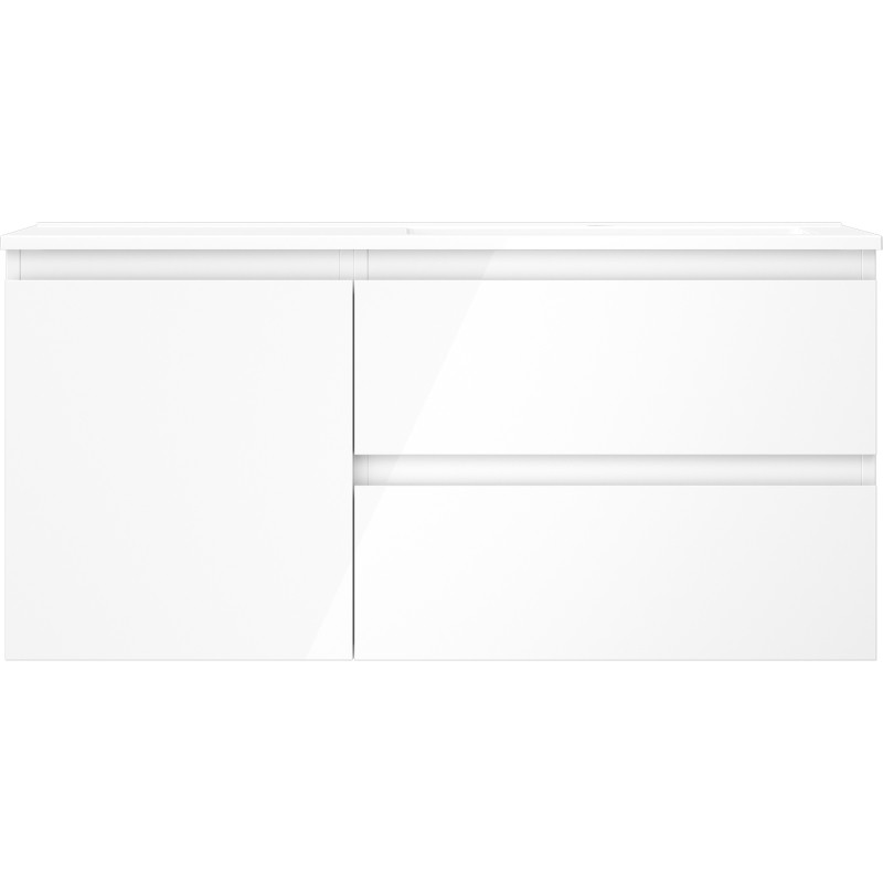 Mexen Orio armoire de salle de bain 100 cm avec lavabo Otis à droite, 2S, 1P, blanc brillant - 91A13-10047-3-BBFFF00-W18P00