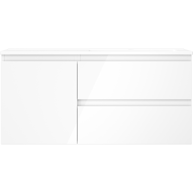 Mexen Orio armoire de salle de bains 100 cm avec lavabo Otis droit, 2S, 1D, blanc brillant - 91A13-10047-3-BBFFF00-W18P00
