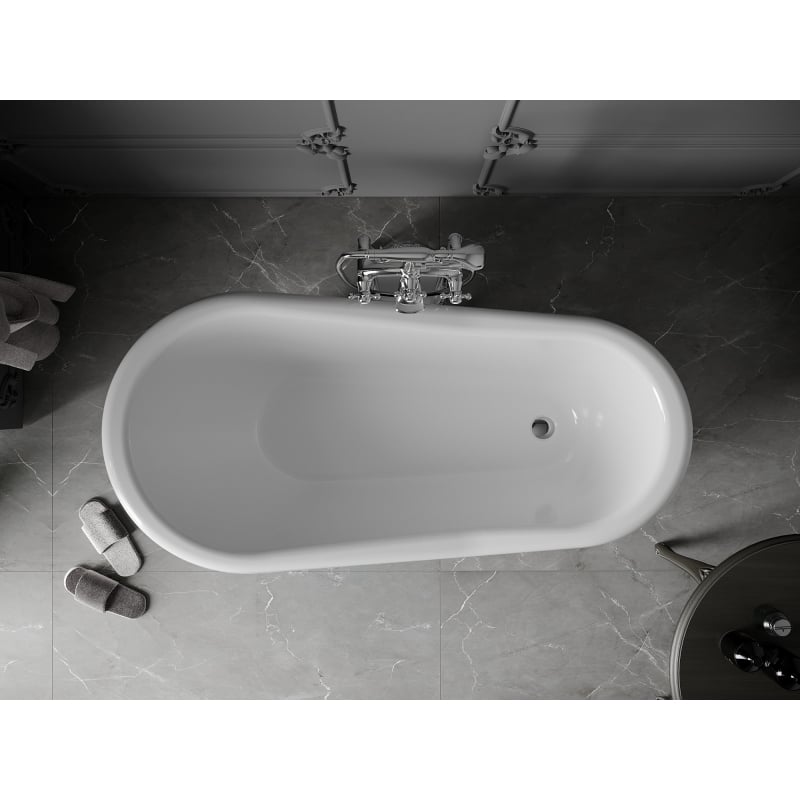 Mexen Retro vabaltseisev vann 150 x 73 cm, valge/must, kroomitud jalad - 53251507375-00