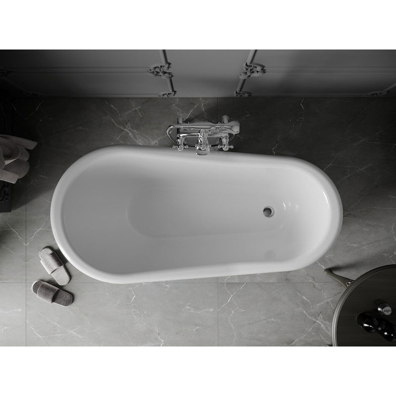 Mexen Retro vasca da bagno freestanding 150 x 73 cm, bianca/nera, gambe cromate - 53251507375-00