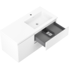 Mexen Orio mueble de baño de 100 cm con lavabo Otis derecho, 2 cajones, 1 puerta, blanco mate - 91A13-10047-3-BBFFF01-W18P01