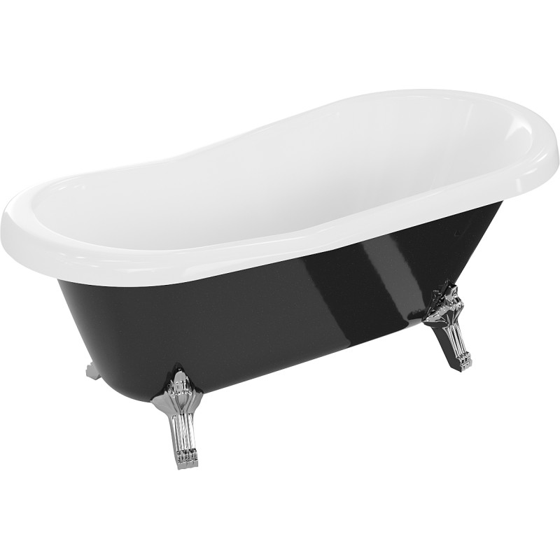 Mexen Retro samostojeća kada 150 x 73 cm, bijela/crna, kromirane noge - 53251507375-00