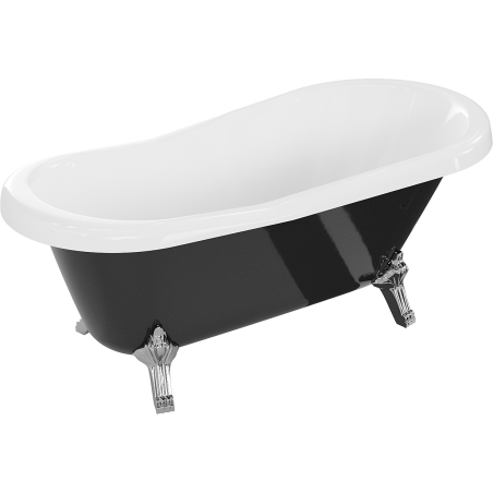 Mexen Retro banheira independente 150 x 73 cm, branco/preto, pernas cromadas - 53251507375-00