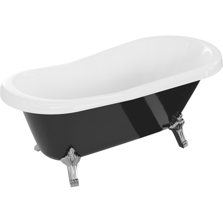 Mexen Retro freistehende Badewanne 150 x 73 cm, weiß/schwarz, Chromfüße - 53251507375-00