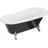 Mexen Retro baignoire autoportante 150 x 73 cm, blanche/noire, pieds chromés - 53251507375-00