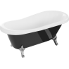 Mexen Retro freestanding bath 150 x 73 cm, white/black, chrome legs - 53251507375-00