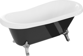 Mexen Retro freistehende Badewanne 150 x 73 cm, weiß/schwarz, Chromfüße - 53251507375-00