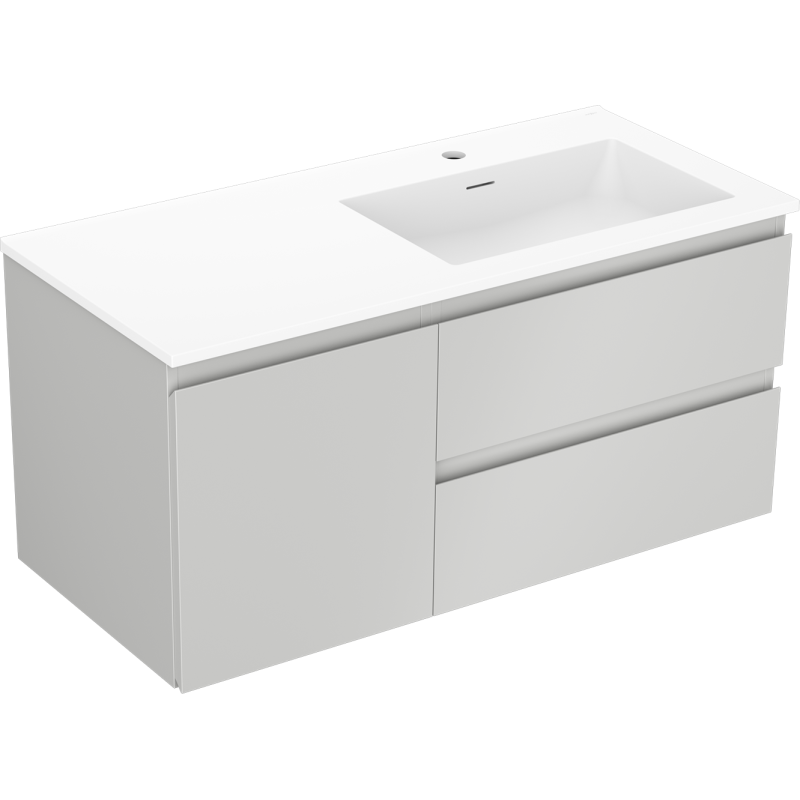 Mexen Orio mobile da bagno 100 cm con lavabo Otis destro, 2S, 1D, grigio opaco/bianco opaco - 91A13-10047-3-BBFFF62-W18P01